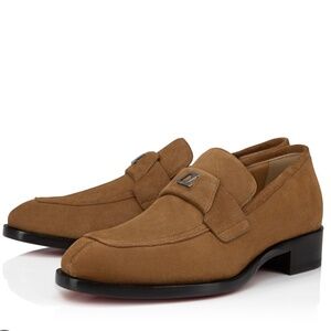 CHRISTIAN LOUBOUTIN *VARSIMOC* Flat Crosta Brown Suede Loafers 42.5